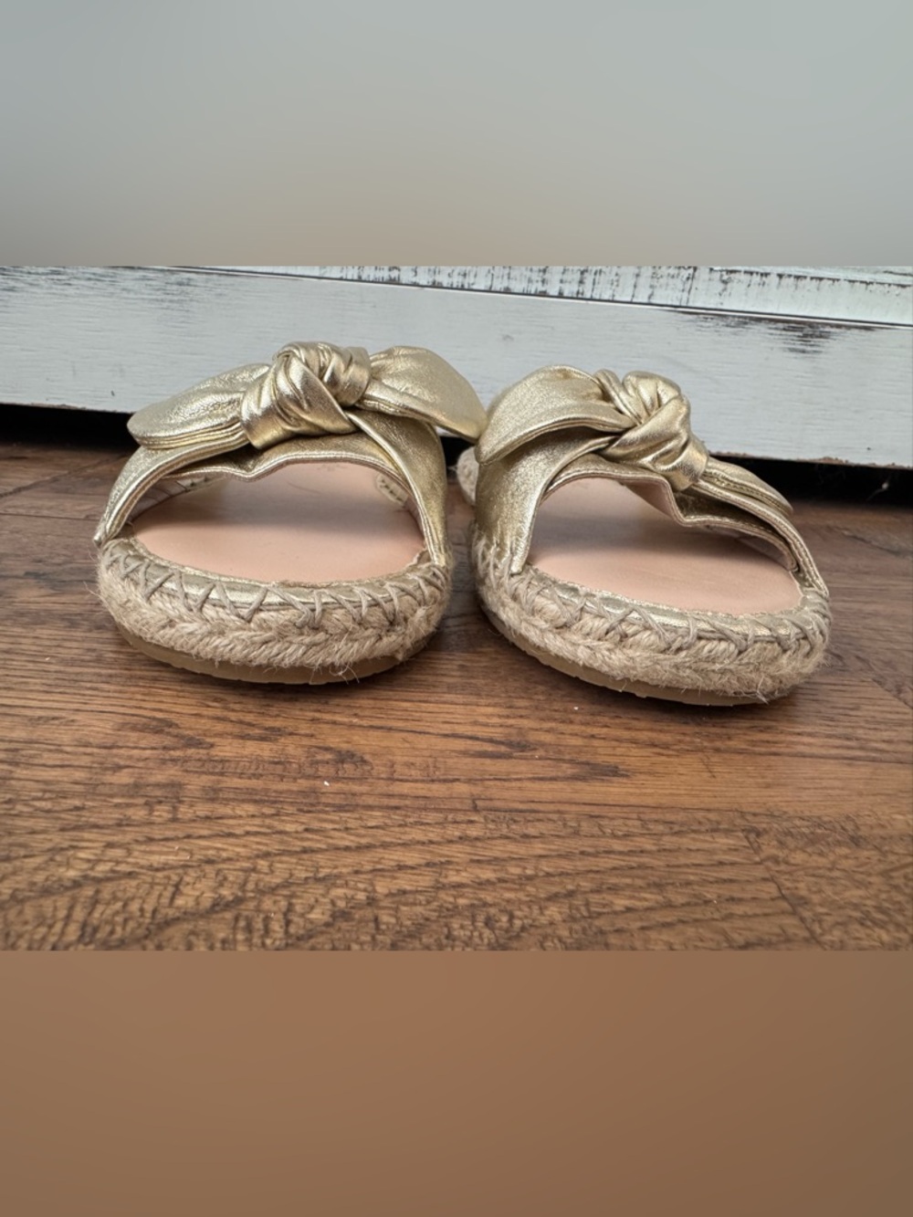 New Kate Spade Saltie Short Espadrille Slide Sandals Gold Women's Size 9 - Picture 3 of 8